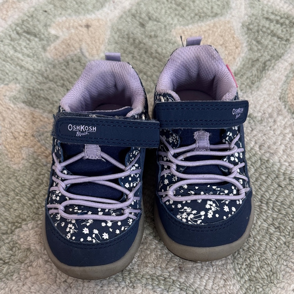 OshKosh B'gosh EverPlay Navy and Light Lilac Purple Floral Sneakers